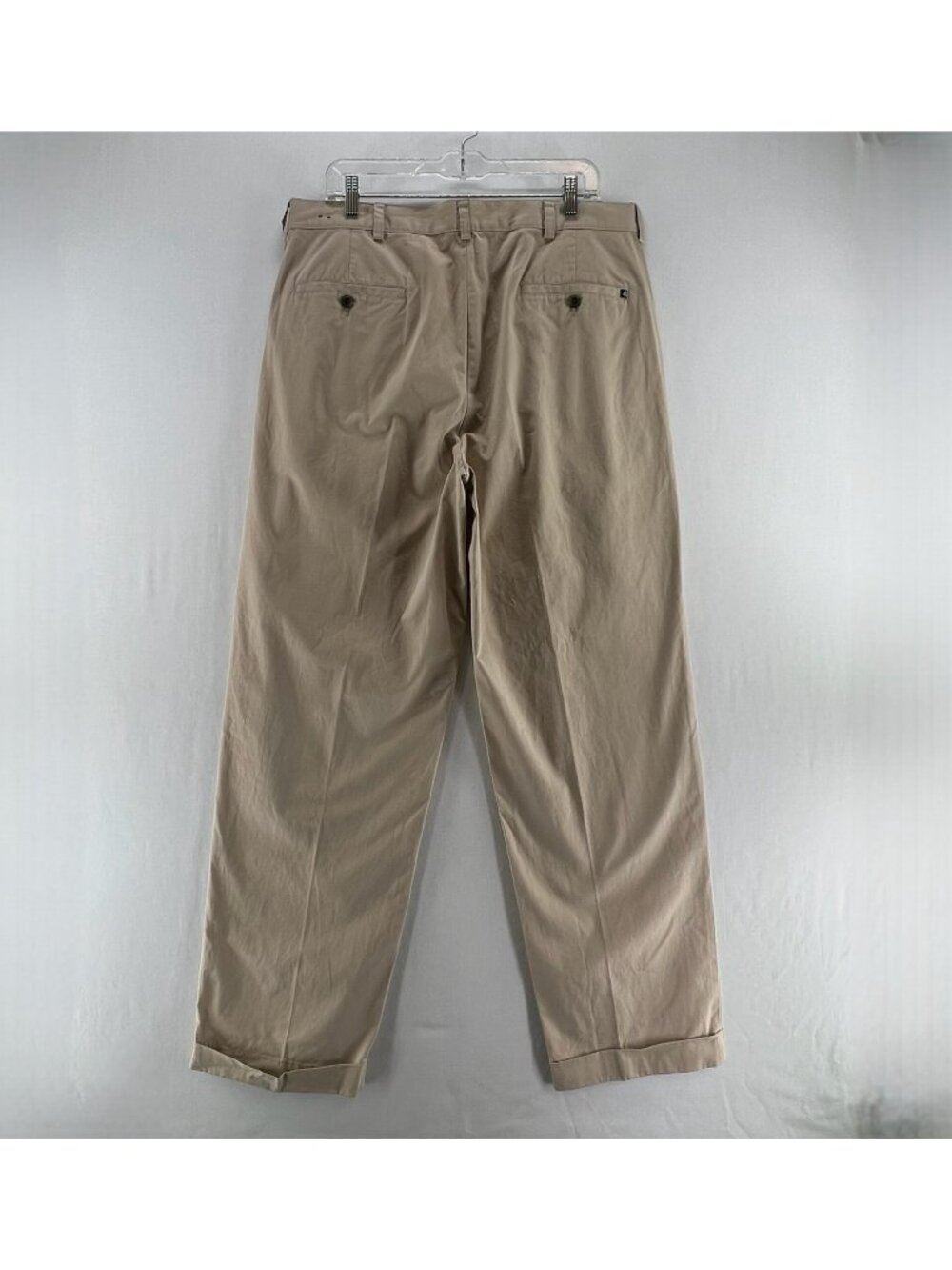 Brooks Brothers 346 Chino Pants Mens 36x32 Cotton Twill Pleated Cuffed Hem Beige - Picture 2 of 12